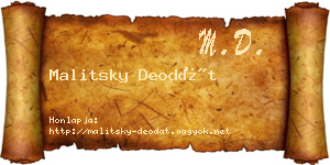 Malitsky Deodát névjegykártya